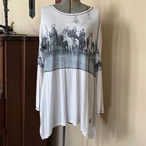 NWOT Perfect DOUBLE D RANCH Indian Nation Embroidered Long Sleeve Top Blouse
